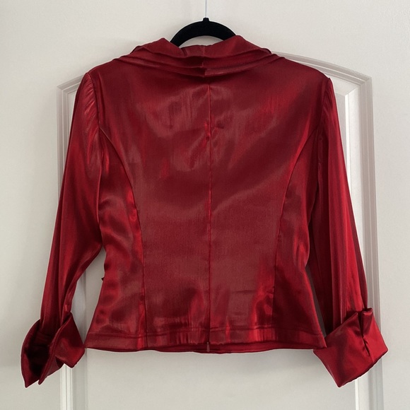 Red Formal Wrap Blouse - Picture 4 of 6